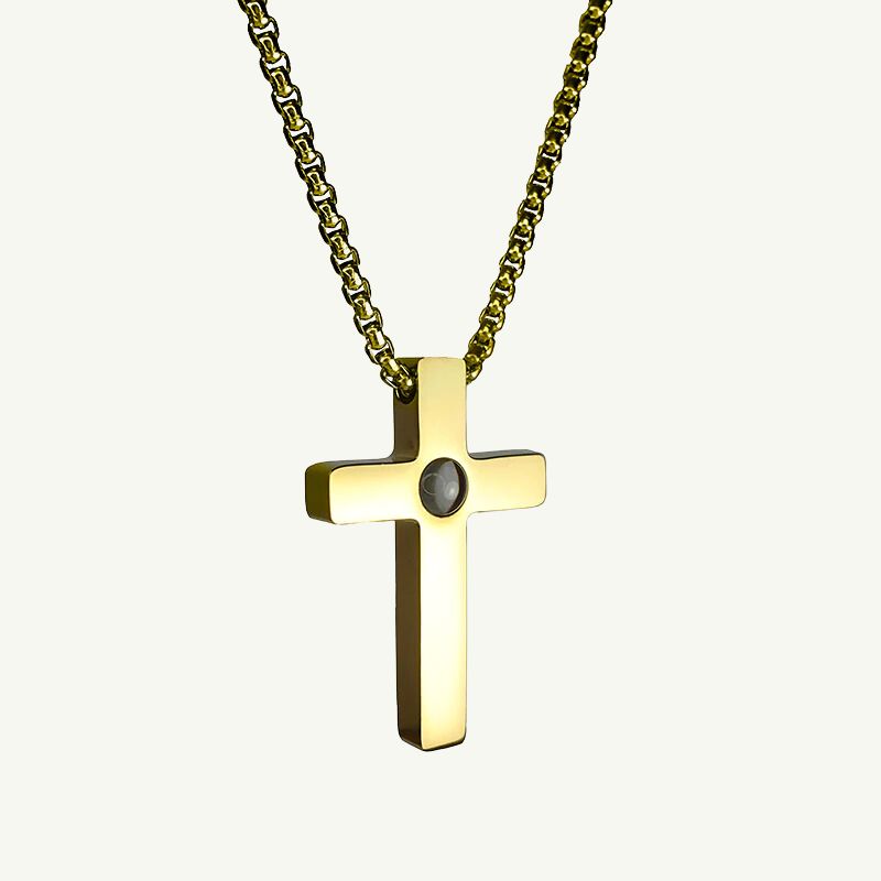 Collier croix photo personnalisé