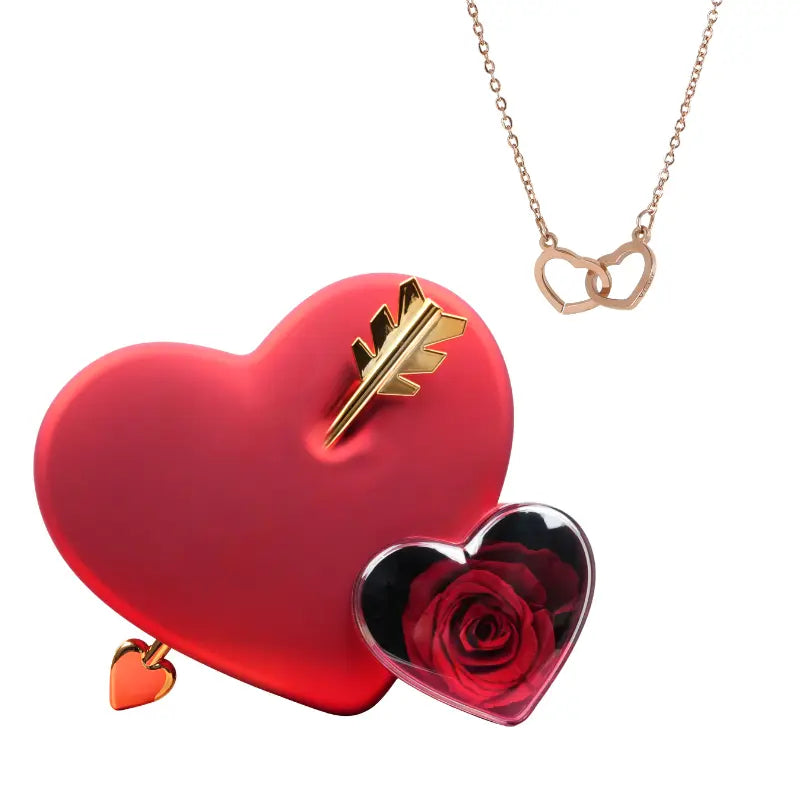 Coffret Amour Rose Éternelle avec Collier Gravé