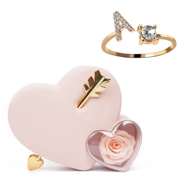 Coffret Amour Rose Éternelle avec Bague Initiale