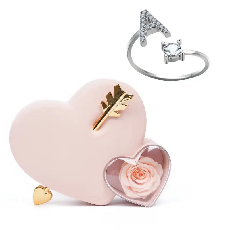 Coffret Amour Rose Éternelle avec Bague Initiale