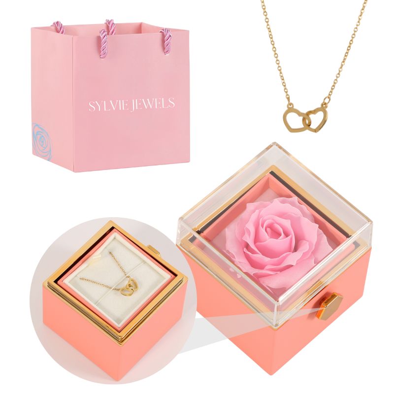 Lot de 15 - Coffret Rose Éternelle avec Collier Gravé