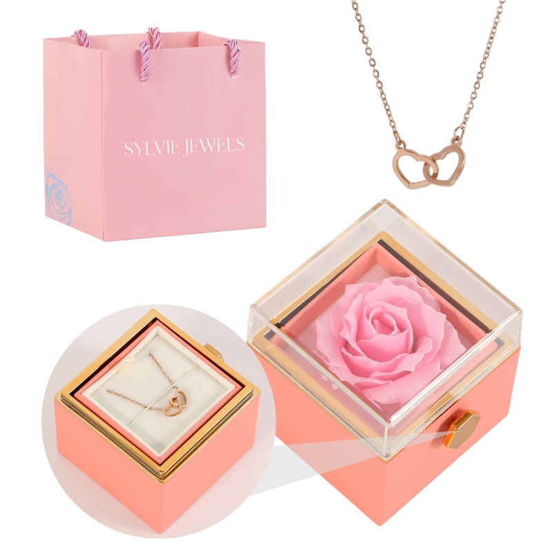 Collier Personnalisé Gravé avec Coffret Rose Éternelle