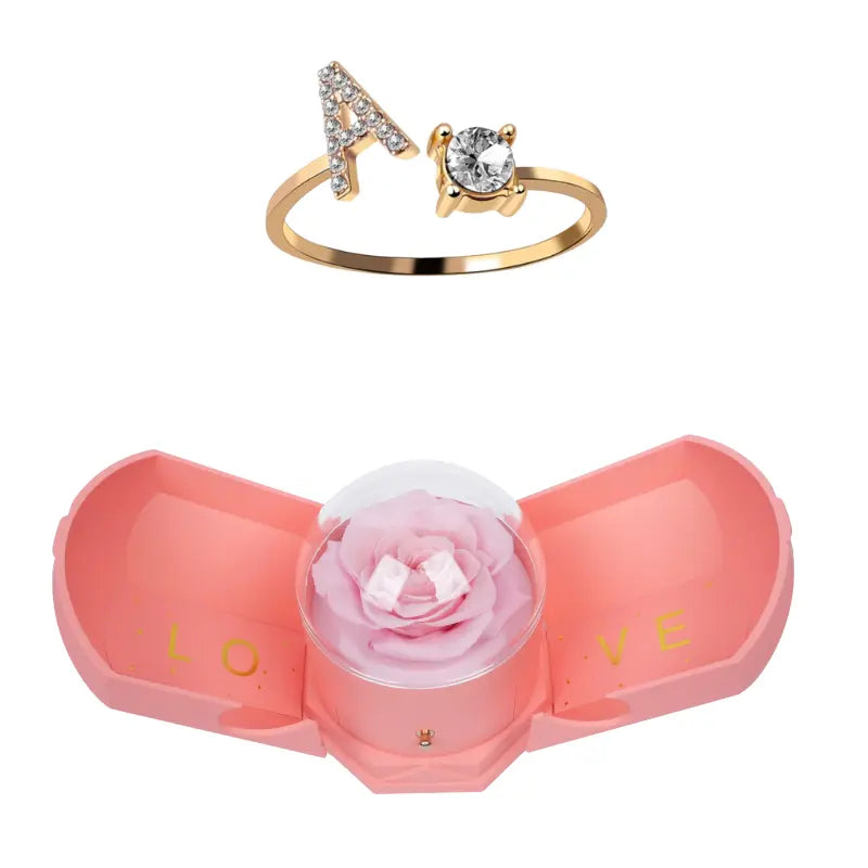 Coffret Harmonie Rose Éternelle avec Bague Initiale