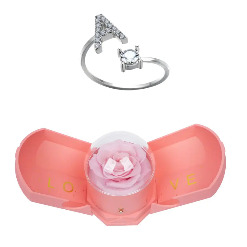 Coffret Harmonie Rose Éternelle avec Bague Initiale