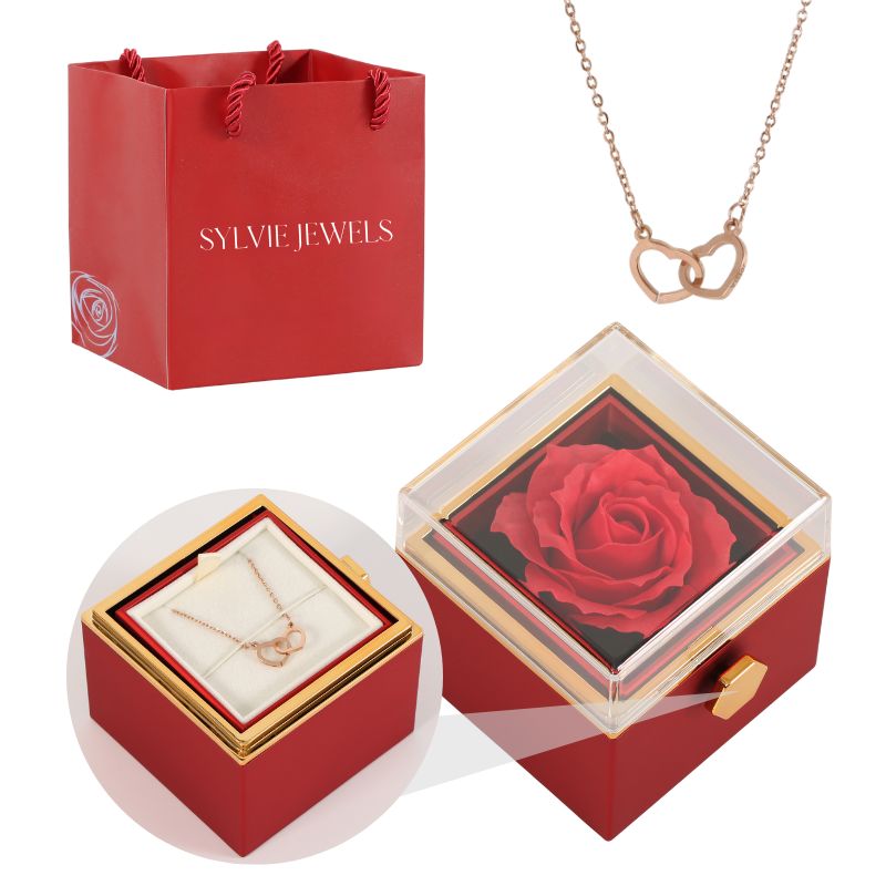 Coffret Rose Éternelle avec Collier Gravé